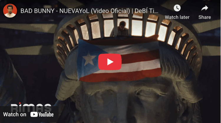 Screenshot from YouTube of BAD BUNNY - NUEVAYoL (Video Oficial) | DeBÍ TiRAR MáS FOToS
